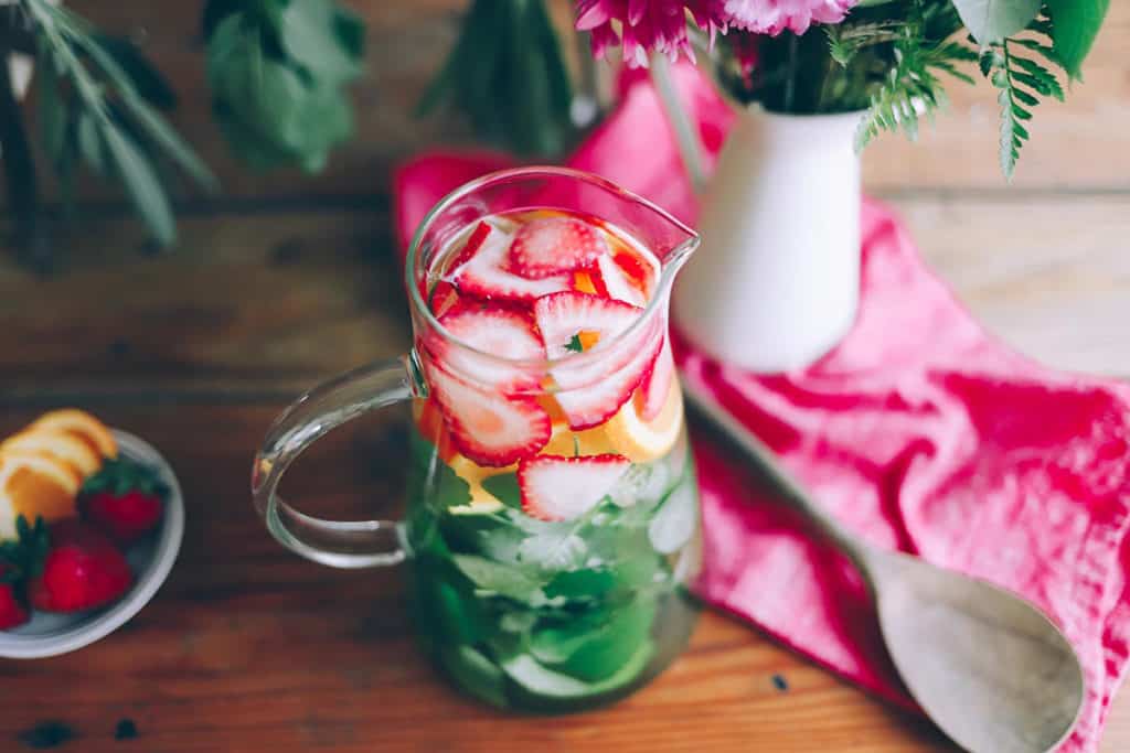 herb and fruit infused water