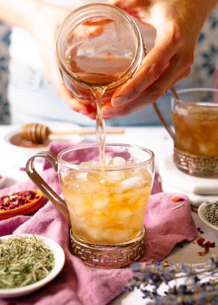 refreshing rose and oatstraw tea