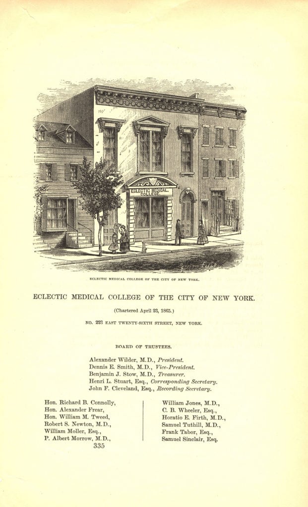 Eclectic Medical College of the City of New York, circa 1868